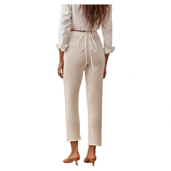 REFORMATION Rosso Open Knit Pant in Gossamer- Small - Picture 3 of 7